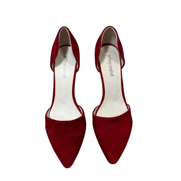 Jeffrey Campbell D'orsay High Heels Pumps Size 8 Red Suede Event Valentines Day - Picture 2 of 11